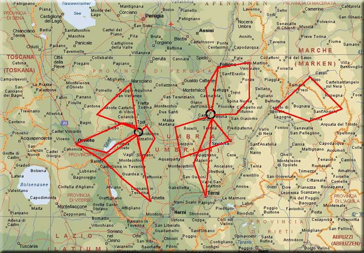 Karte Umbrien