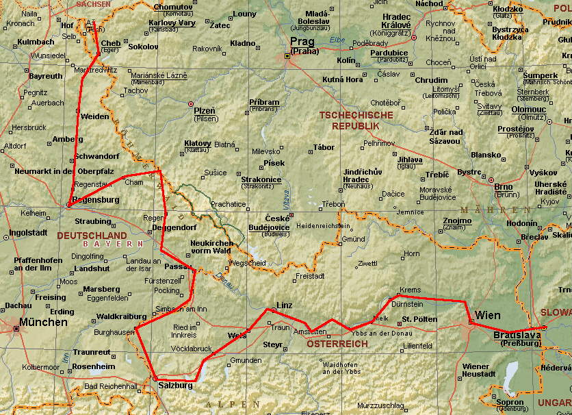Landkarte &Ouml;sterreich 1990