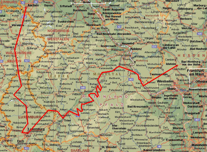 Landkarte Belgien / Lux / D