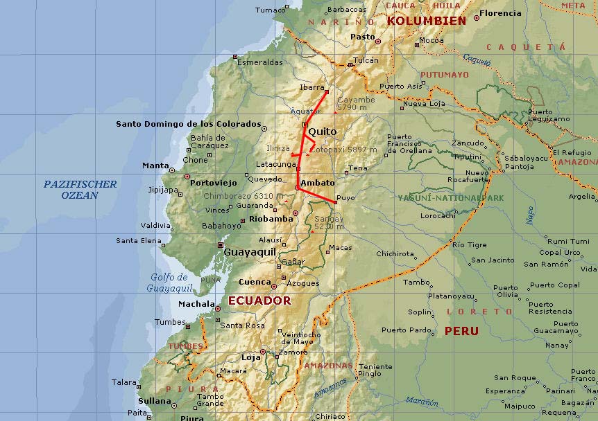 Landkarte Ecuador