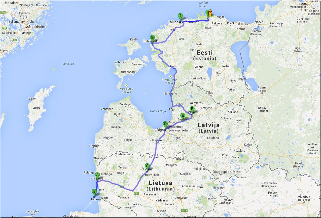 Reiseroute 2013 Baltikum
