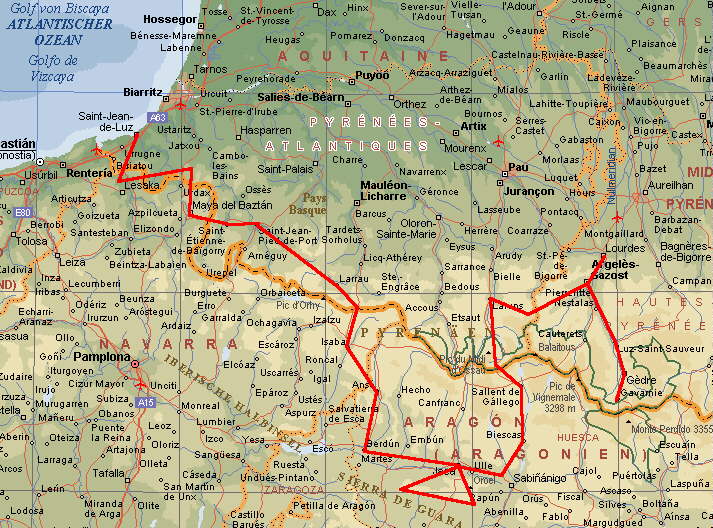Landkarte Pyren&auml;en