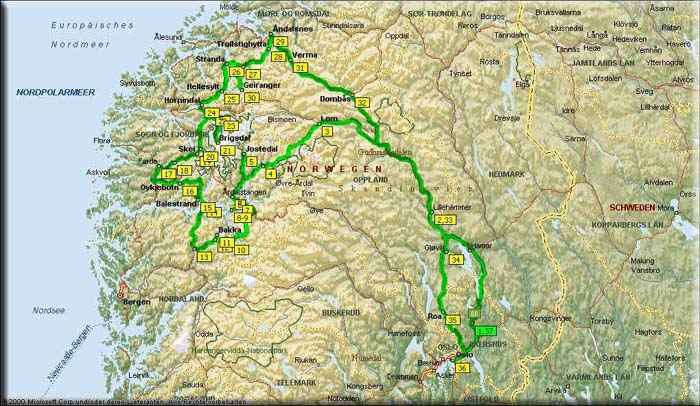 Landkarte Norwegen 2005