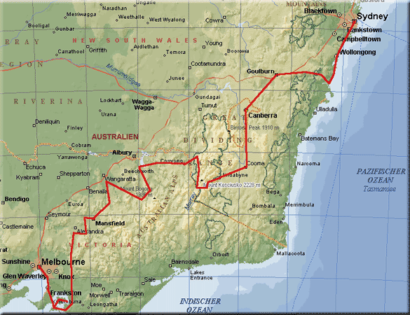 Landkarte Australien 2001