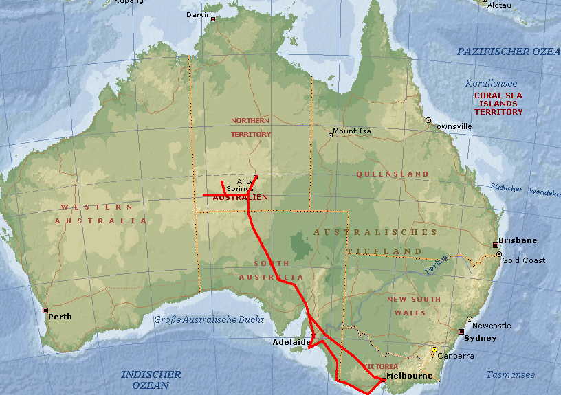 Landkarte Australien 2004