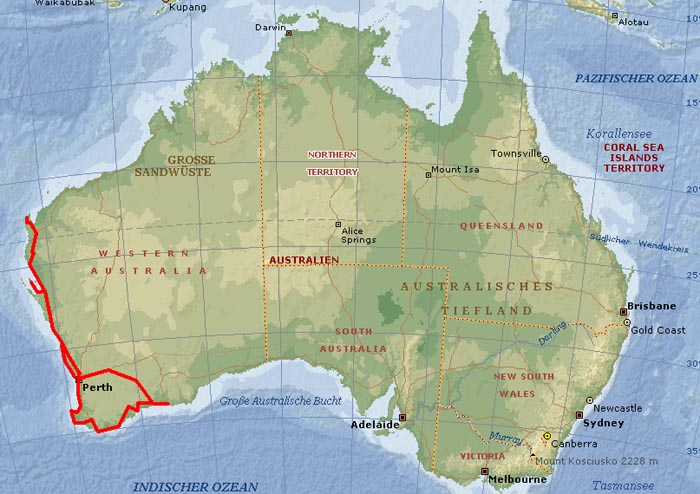 Landkarte Australien 2005