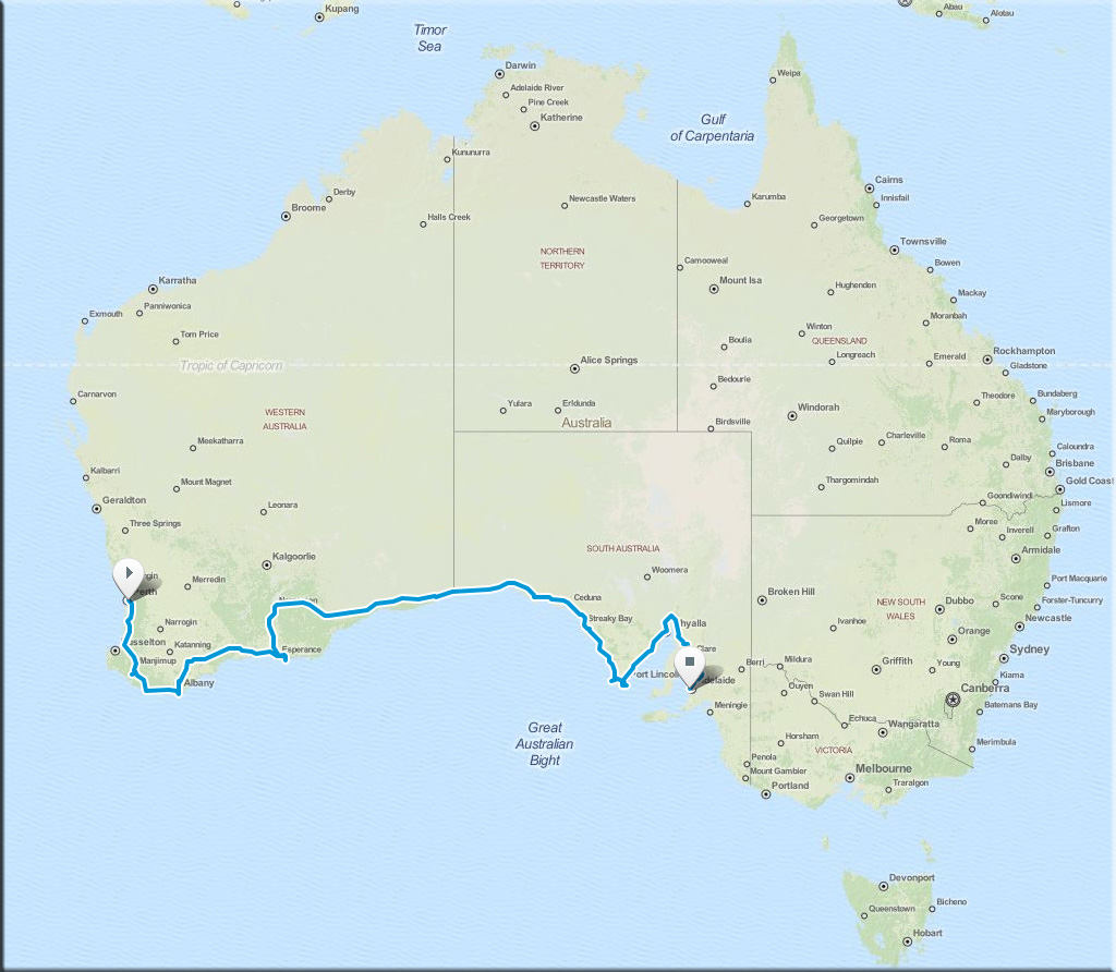 Reiseroute 2014 Australien