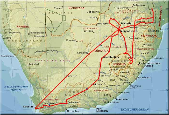 Karte S&uuml;dafrika