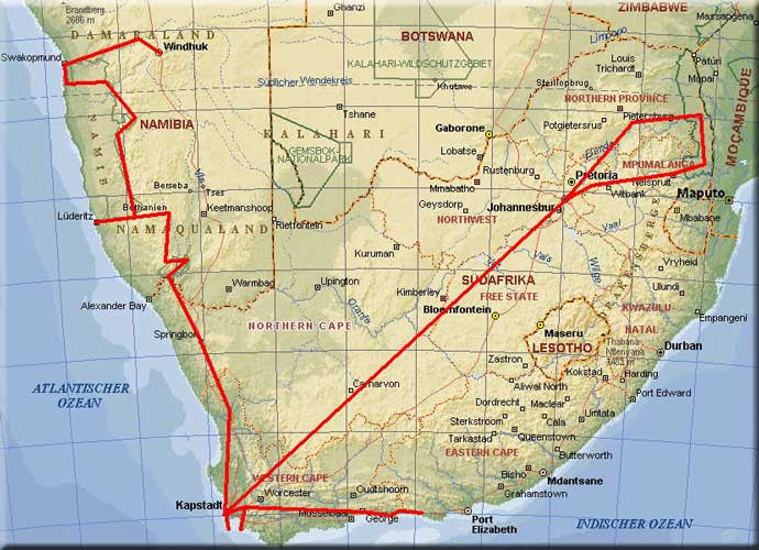 Karte S&uuml;dafrika